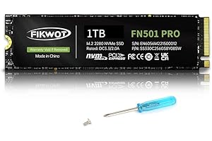 Fikwot FN501 Pro NVMe SSD 1TB - Disco SSD Interno M.2 PCIe Gen3 x4 con Adhesivo de Enfriamiento de Grafeno, hasta 3500MB/s, Caché SLC, Compatible con Portátiles y PC de Escritorio
