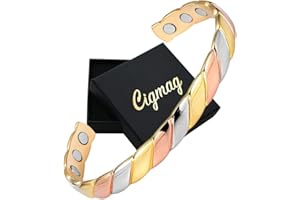 Cigmag Lymphatic Drainage Copper Bracelet for Women Ultra Strength Magnet Solid Pure Copper Magnetic Bracelet Adjustable Cuff Bangle with Present Box (Tricolour Pattern)