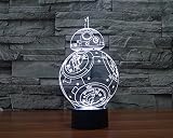 SmartEra® USB Star Wars Charakter Film BB8 Roboter sieben Farbwechsel LED-Touch-Taste 3D Optische Täuschung Schreibtischlampe - 7