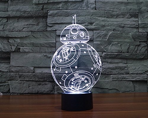 SmartEra® USB Star Wars Charakter Film BB8 Roboter sieben Farbwechsel LED-Touch-Taste 3D Optische Täuschung Schreibtischlampe - 7