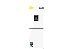 Cecotec Frigorífico Combi 250L Dispensador de Agua Bolero Coolmarket Combi 250 WD White Glass D. No Frost, Compresor Inverter, Bajo COnsumo, Modo Fast Cooling, Puerta Reversible y Alarma