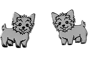 INMACULADA ROMERO IR Pendientes plata Ley 925m. niña motivo perro Yorkshire 9mm. láser cierre presión