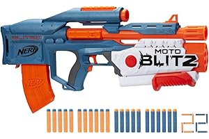 Nerf Elite 2.0 - Motoblitz, blaster Nerf motorizzato, giocattoli per giochi all'aperto per bambini e bambine di 8 anni, caricatore da 10 dardi, 6 dardi Airblitz, 22 dardi