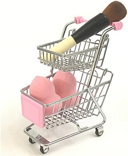 ECVISION Beauty Makeup Sponge Blender Holder Makeup Organizer Anti-moldy Drying Rack Cart Creative Makeup Organizer Storage Shelves (Dul-Layer, Silver-pink)