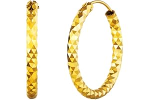 Silvora Creoles Or/Argent 925 Femme Boucles d'Oreilles Petite/Grande Creole Bijoux Cadeau Saint Valentin Fille Mariage Noël Anniversaire Ado Amour