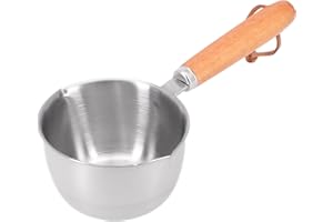 DRHOMEAM Casserole à lait en acier inoxydable avec bec verseur, poêle à huile chaude, chauffe-café et beurre, petite casserole de cuisson pour sauce chaude, pot de fusion du beurre avec poignée, pots de