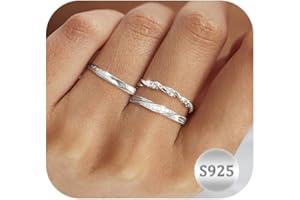 Aidenn 3 Stück Ring Silber 925 Damen Ringe Frauen Cubic Zirkonia Verlobungsring Damen Verstellbare Statement Ring Damen Stapelbare Daumenring Fingerring Set Schmuck