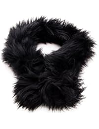 Zerimar Bufanda de piel cordero| Bufanda Mujer invierno| Color negro |Cálida y elegante|Medidas: 80 x 8 cms