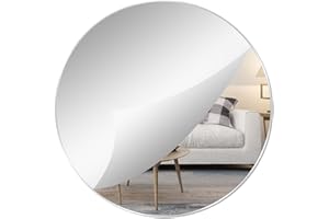 QEEYON Rotondo Specchio Adesivo da Parete 30cm,Vetro HD Specchio Adesivo da Parete Specchio Grande Adesivo Senza Cornice Autoadesivo Adesivo da Parete Vetro per Camera da Letto, Soggiorno