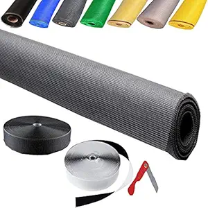 TAVASYA 200 GSM_Unstitched_Fiber Glass Mosquito Net for Windows_90 X 120 Cms_Grey Color_with Self Adhesive Hook Tape and Non Adhesive Loop Tape and Cutter TE24
