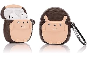 YIGEYI Silikonowe etui Kompatybilne z Airpods 1 i 2 Funny Cute 3D Cartoon Cover [Serie Zwierząt] (Jeż)