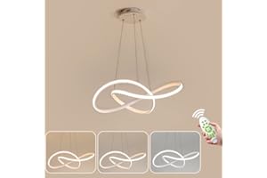 LXJCSM Lampadario Moderno A LED, 45W 4200LM Lampada A Sospensione Semplice Creativa, Lampadario Da Tavolo Da Pranzo Dimmerabile 3000K-6000K, Soggiorno, Camera Da Letto, Lampadario Per Sala Da Pranzo, bianco