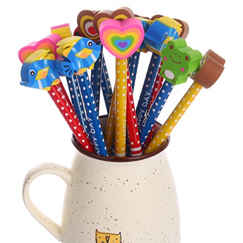 Lápices Infantiles con Borrador de Dibujos Multicolores 30 pcs?Bomstar material escolar Regalo de los niños