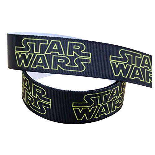 Star Wars Ripsband, für Geburtstagskuchen / zum Basteln, 2 m x 22 mm, Gelb / Schwarz