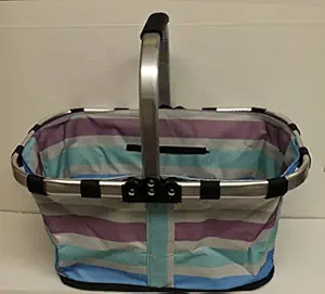Striped Fold-able Picnic Tote with Handles