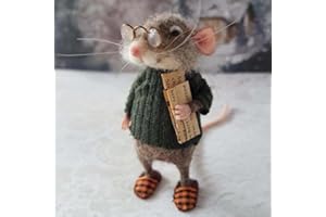 MOUNTEPS Cute Needle Felted Mouse Doll Handmade Christmas Holiday Home Docor Mice Gifts Art & Craft Kit (A-1)