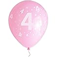 4th Birthday Balloons 10PCS, 12" Latex Assort Pastel Pink Baby Girl Numbers Birthday Balloon, Digit Balloons, Number 4 Age Balloons for 4 Year Old Birthday, 4th Anniversaries Party Decoration Supplies
