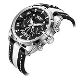 LLLS Herrenuhren, Quarzuhren Männer Fashion Casual Luminous Waterproof Uhren Komfort-Leder-Strap