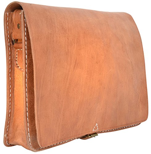 Gusti Leder nature „James“ Umhängetasche Vintage Laptoptasche 13,3″ Ledertasche Uni Beruf Collegetasche Aktentasche A4-Hefter Braun Hell B12 - 6