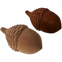 RiloStore 2er Set Holzeicheln Deko - 9x6cm Herbstdeko Aus Holz