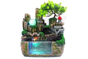 GMSLUU Ornamento Fontana di acqua che scorre Cascata Ufficio Casa Display Ufficio Resina Creativa Appeso Regalo di apertura decorazioni Salone Acqua circolante Piccolo Paesaggio