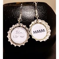 Ohrhänger (925 silber) Mini Kronkorken – Ich hör nur MiMiMi – Cabochon / 925 silber - Handmade
