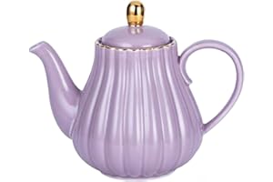 Eplze Strength - Teiera in ceramica, motivo a righe, colore: viola