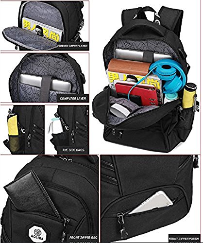 Business Water Resistant Polyester Laptop Rucksack  College Computer Rucks  cke  Casual Wandern Reisen Daypack mit USB-Lade-Port passt unter 15 6 Zoll