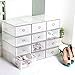 Produktbild KinshopS 12 x Schuhkarton Schuhbox Schuhaufbewahrung Stapelbox Transparent mit Deckel Clear Plastik Damen Schuhkasten Lagerkasten Boxen