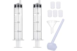 SKYPRO 2er-Pack 30ml wiederverwendbare Kunststoffspritze mit Extraktionsadaptern Trichter und Kosmetikspenderpumpe für Parfüms Übertragen in leere Flaschen