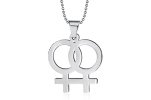 Vnox Gay Lesbian Pride - Donna - Collana con Ciondolo con Ciondolo a Forma di Simbolo Femminile in Acciaio Inossidabile,Catena Libera