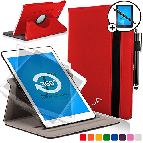 Forefront Cases® Neue Leder Drehbar Hülle Tasche Case Cover für Samsung Galaxy Tab E 9.6 T560 (Juli 2015) - PU Ledertasche lederhülle 360° Drehbarer Stand mit Rundum-Geräteschutz + Eingabestift Displayschutz