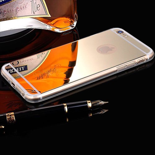 Donkeyphone 599371031 - funda gel con efecto espejo dorada carcasa silicona transparente para iphone 6 plus y 6s plus  5 5   