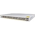 Cisco Catalyst 1000-48P-4X-L Network Switch, 48 Gigabit Ethernet (GbE) PoE+ Ports, 370W PoE Budget, four 10 G SFP+ Uplink Ports, Enhanced Limited Lifetime Warranty (C1000-48P-4X-L) Black
