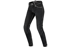 SHIMA DEVON Jeans Moto - Pantaloni Biker Ventilato Elastico Vestibilità Slim con Rinforzi in FiberQL, Protezioni CE per Ginocchia e Fianchi (Donna, Nero, 26 LONG)