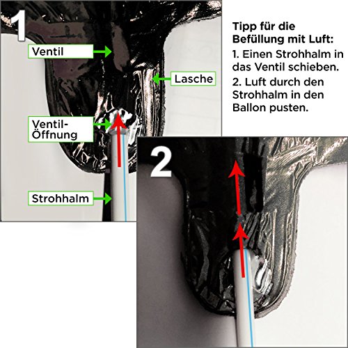 Ballon Zahl 18 in Schwarz – XXL Riesenzahl 100cm – zum 18. Geburtstag – Party Geschenk Dekoration Folienballon Luftballon Happy Birthday Black - 2