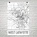 Produktbild West Lafayette Poster, West Lafayette Wandkunst, West Lafayette Karte, West Lafayette City Karte, West Lafayette Indiana City Karte Kunst, West Lafayette Geschenk, West Lafayette Dekor, (24 "x 36", weiß und schwarz)