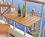 Stabiles Metallgestell Dynamic24 Balkon Klapptisch Teak Holz Hängetisch Tisch Balkon klappbar Balkonhängetisch
