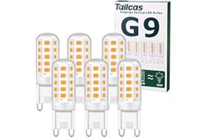 Tailcas G9 LED Lampe Warmweiß 3000K, 5W LED Lampen Ersatz für 30W 40W 50W Halogenlampe, G9 LED Leuchtmittel 500LM, Nicht dimmbar, Kein Flimmern, 360° Abstrahlwinkel, AC 220-240V, 6 Stück
