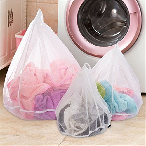 3 Pièce Sacs de lavage en maille pour Delicates, sac de lavage à linge à cordon réutilisable pour soutiens-gorge, lingerie, chaussettes, collants, bas, vêtements pour bébés ( set 3 tailles)