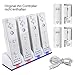 Produktbild Wii Fernbedienung Ladegerät Set,TechKen Wii Spiele Wii Remote Controller Ladestation Docking Station Wii Charger Mit 4 Wiederaufladbaren Akkus Und 4 LED Ladegeräte Ports Weiß MEHRWEG