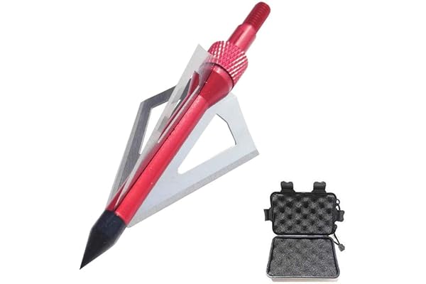 SHARROW 12pcs Pointe de Flèche 100Grains Têtes de Flèche à Lame Fixe avec Broadheads Box pour Flèches d'arbalète et de Carbone