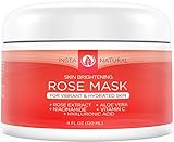 InstaNatural Rose Facial Mask  - Best Natural Skin Brightening, Skin Clearing, Moisturizing  & Pore Reducing Remedy for Face - Good for Dry & Oily Skin, Acne, Blemishes, & Blackheads -  120 ml / 4 OZ