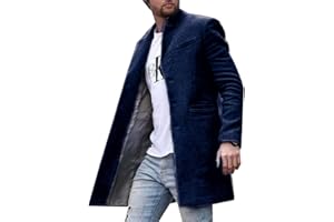 BAIXIAOCHI Chaqueta Cortavientos De OtoñO E Invierno Para Hombre Abrigo De Longitud Media Con Solapa Informal Lana