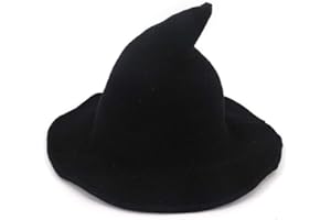 CAMELLIASS Women Witch Pointed Hat, Foldable Brim Knitted Cap Wizard Hat for Halloween Christmas Costume Party Masquerade Cosplay