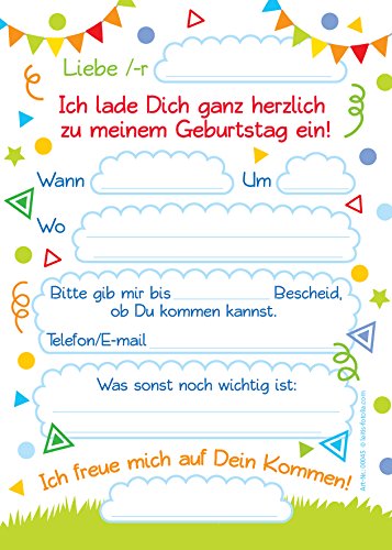 12 Einladungskarten zum 4. Kindergeburtstag für Jungen/Mädchen / bunte Einladungen zum Geburtstag für Jungen/Mädchen „Süße Tierchen / Süßer Affe“ - 2