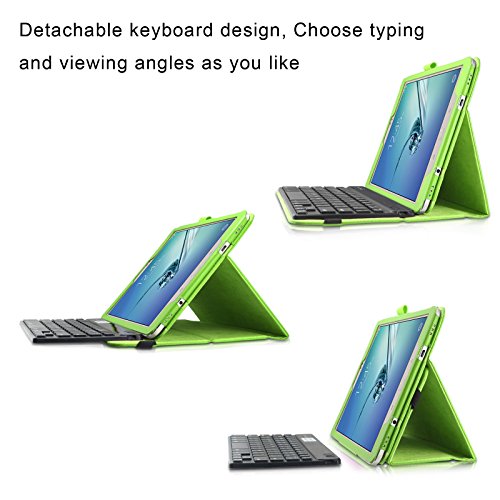 Infiland Samsung Galaxy Tab S2 9.7 Bluetooth Tastatur Hülle Keyboard Case – Slim Fit Kunstleder Stand Tasche mit Hochwertige Abnehmbar Drahtlos Bluetooth Tastatur für Samsung Galaxy Tab S2 T810N / T815N (9,7 Zoll) Tablet(QWERTZ Tastatur, Grün) - 8