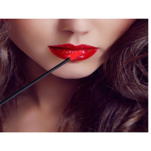 eBoot 100 Stück Einweg Lippenpinsel Stick Lippenstift Pinsel Gloss Stab Applikatoren, Schwarz - 5