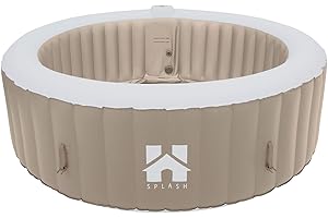Home Deluxe - Bañera de hidromasaje Exterior - Splash - Color: Beige - ⌀ 208 cm, Altura 65 cm, 130 chorros de Aire - Incl. Cubierta, Juego de reparación, Juego de filtros I Bañera de hidromasaje