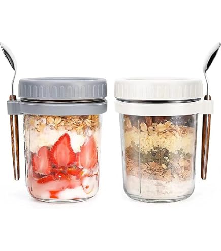 Pot à Yaourt 2 En 1 560 Ml + 360 Ml - Avec Cuillère, étanche, Pour Petit-déjeuner à Emporter
